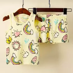 Conjuntos de pijamas infantis, pijamas de dinossauro, pijamas infantis, colete para meninos e meninas, terno de criança de 1 a 10 anos, verão - comprar online