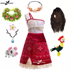 2025 menina moana vaiana traje crianças vestido de princesa verão praia conjunto cosplay roupas natal carnaval roupas de halloween