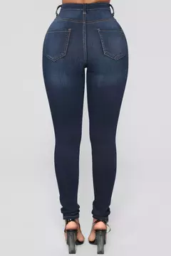 Calça jeans skinny com elástico de cintura alta feminina, calça comprida lápis, envoltório reto de perna, calça casual quadris, vintage, estreita, senhora - Wolf Magazine