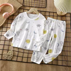 Imagem do Conjunto de pijamas de manga comprida infantil, Seção fina, Roupa de bebê, Roupa doméstica, Meninos, Meninas, Crianças, Verão, Novo, 2022