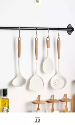 Utensílio de cozinha de silicone com panelas antiaderentes, espátula, concha de sopa, colher com fenda, cozinhar ferramentas, 4 pcs - Wolf Magazine
