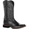 Botas masculinas retrô bordadas de meia panturrilha, botas de vaqueiro ocidentais, preto, couro sintético marrom, sapatos de inverno, plus size 48