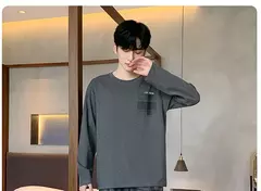 Pijama masculino com gola em o listrado, pijamas de algodão penteado, lounges plus size, outono e inverno, maduro na moda, novo, L a 6XL, 2020 na internet