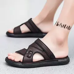Sandálias de couro confortáveis masculinas, sapatos ao ar livre, marca original, tendência adulta, verão, 2024 na internet