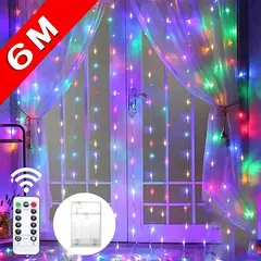 6m decoração de natal controle remoto feriado casamento conto de fadas flor anel luz quarto cortina caixa bateria luz da corda