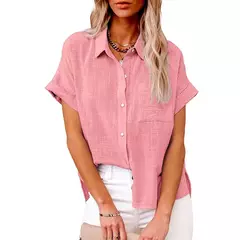 Lazer Branco Amarelo Camisas Botão Lapela Cardigan Top Lady Loose Long Sleeve Oversized Camisa Mulheres Blusas Outono Blusas Mujer - comprar online