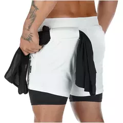 Running Shorts Men Sportswear 2 In 1 Compression Jogging Short Pants Double-deck Bottoms Gym Fitness Training Sport Shorts na internet