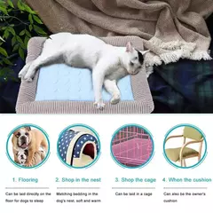 Tapete fresco para animais de estimação com cama para cães e gatos | Material de seda gelada macio para cama de praia para cães de produto para dormir no verão na internet