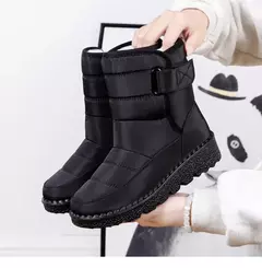 Botas de neve impermeáveis antiderrapantes para mulheres, sapatos de plataforma, tornozelo quente, sapatos acolchoados de algodão, inverno - Wolf Magazine