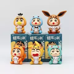 6 Pçs/set Q Versão Crayon Shin-chan Anime Figura Shin-chan COS Pokémon Pikachu Figura de Ação Decorações de Sala Brinquedo de Coleção de PVC na internet