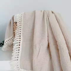 Algodão Musselina Swaddle Cobertores para Bebê Recém-nascido Borla Recebendo Cobertor New Born Swaddle Envoltório Infantil Dormir Quilt Bed Cover - Wolf Magazine