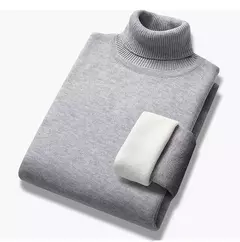 Pulôver de gola alta masculino, gola alta, velo, quente, slim fit, suéter casual, jumper monocromático, tendência de inverno, 4XL na internet