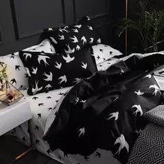 Imagem do Impresso branco preto capa de edredão rei rainha tamanho colcha capa e fronha 3 pçs consolador conjuntos cama