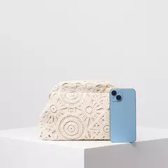 Saco de palha com padrão oco, simples e casual saco estilo boêmio com clipe, para férias, saco de praia (padrão aleatório) na internet