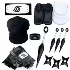 Anime naruto cosplay kakashi acessórios brinquedos figura de ação luvas bandana kunai máscara uchiha luvas conjunto presente - comprar online