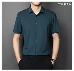 Camisa de spandex fina de manga comprida masculina, manga curta, elástica alta - comprar online