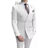 Fato de negócio trespassado masculino, casaco monocromático masculino, blazers de casamento finos, jaqueta, calças, nova moda, 2 peças, 2024