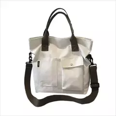 Bolsa de lona monocromática de grande capacidade para estudantes, feminina Shopper Bag, Totes transversais, bolsa de ombro casual, moda, 2024 - loja online