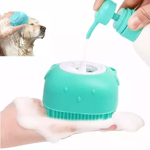 Escova de banho para animais de estimação, massageador de silicone macio, gel de banho, ferramentas limpas, pente, limpeza de cães e gatos, suprimentos de limpeza
