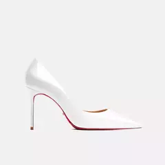 Bombas de couro genuíno para mulheres, fundo vermelho, dedo apontado, salto alto, estilete elegante, sapatos femininos, tendência luxuosa, 44, 2024 - loja online