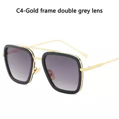 Imagem do Tony Stark óculos de sol para homens e mulheres, óculos quadrados, armação de metal, Trendy Shades, Steam Punk, moda unissex