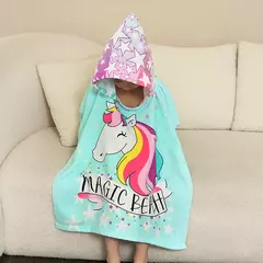 Toalha de banho com capuz Quick Dry para crianças, roupão Quick Dry, toalhas de poncho para desenhos infantis, coberturas de microfibra, 80-130cm