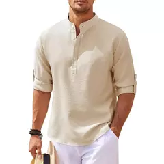 Camisa casual de linho masculina, blusa feminina, camisa feminina, camisas femininas, tops de manga longa, novo, 2022 na internet