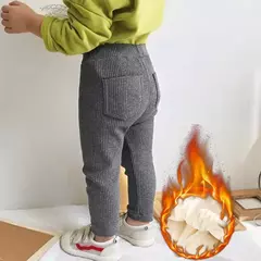 Leggings de pelúcia grossa infantil, calças roscadas, calças quentes, moda versátil, crianças, meninos, meninas, outono, inverno