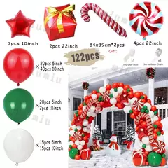 Decorações balões de natal guirlanda arco vermelho metálico ouro com homem de gengibre estrelas balão foil para decoração de festa de natal - loja online