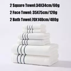Algodão Bathroom Towels Set, Super Absorvente, 2 Hand Towels, 2 Face Towel, Hotel White Towel, 34x34, 35x75, 70x140, 6 Pcs - comprar online