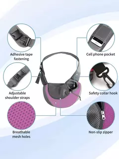 Imagem do Bolsa de transporte para cães de estimação, portátil, confortável, respirável, mão livre, ombro crossbody, acessórios para cães