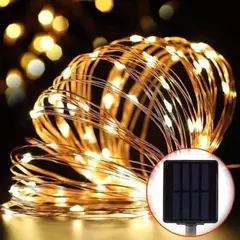 Imagem do Impermeável cobre fio LED String Lights, Solar Power Lamp, jardim ao ar livre, casamento, festa de Natal, guirlanda, fada, 100