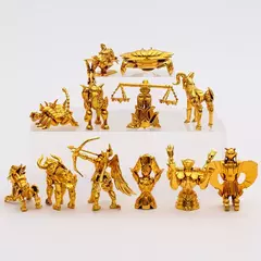 Saint Seiya Gold Zodiac Bonecas Anime, Coleção Figurine Brinquedos, Áries, Touro, Libra, Escorpião, Sagitário, Decoração, 12pcs por conjunto