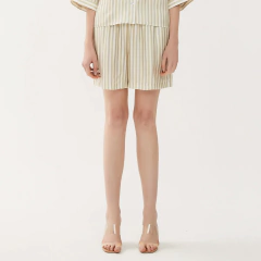 Imagem do Calções de cintura alta listradas de luxo feminino, calças curtas femininas, roupa de verão, K1433W, Em Stock