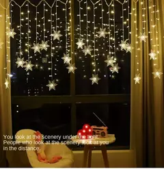 LED Fairy String Luzes De Natal, Floco De Neve Cortina, Guirlanda Impermeável, Festa De Feriado, Decoração De Natal, 3.5m, 2024 - loja online