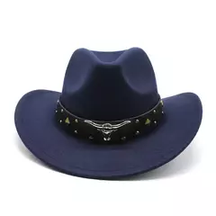 Mulheres e Homens Lã Ocidental Chapéu de Cowboy, Cavalheiro Senhora Jazz Cloche Sombrero Bonés, Tamanho Grande, Inverno, Outono, Novo, 2 - loja online
