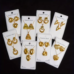 5/8/10 set/lote moda brincos de aço inoxidável e colar conjunto para mulheres estilo mix simples flores coração geométrico jóias festa