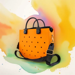 Bolsa de ombro de borracha macia para as mulheres, colorida praia bolsa, encantos personalizados, moda shopping bag, estilo verão