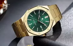 Sapphero ouro rosa para homens relógios octagonais 30m relógios à prova dwaterproof água relógio de quartzo masculino negócios moda relógios para homem watche - loja online
