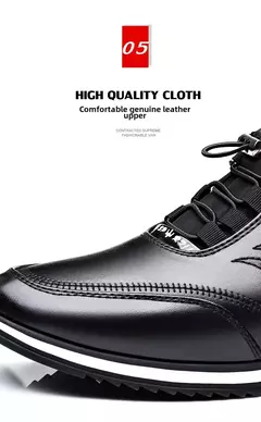 Sapato de couro verdadeiro masculino, tênis casual na moda, aumento de altura invisível de 6cm a 8cm, temporada verão
