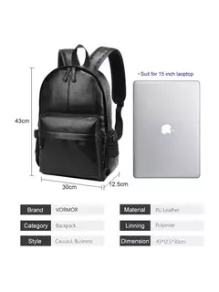 Imagem do Mochila Escolar de Couro Impermeável para Homens, Bolsa de Viagem, Laptop, Livro Casual de Alta Qualidade, Marca Moda