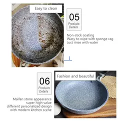 Frigideira Antiaderente de Pedra Durável, Frigideira de Caldeirão, Panelas de Fogão de Indução, Ovo Panqueca, Fogão a Gás, Home Wok, 28 cm, 26 cm, 24 cm, 20cm - loja online