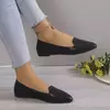 Mocassins deslizantes respiráveis para mulheres, sapatilhas rasas de balé elástico, fundo macio, sapatos de barco com dedo apontado, tamanho grande, 43, moda, 2024