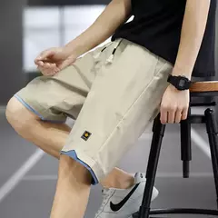 Imagem do 2023 verão calções masculinos esportes de cinco pontos calças soltas casual praia calças cor sólida tendência exterior wear tamanho grande shorts 8xl