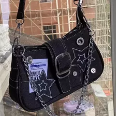 Y2K-Stars Padrão Underarm Bag para Mulheres, Bolsas de Lona, Pequenos Sacos De Ombro, Cadeia Tote Bolsas, Cool Girls, Moda Feminina - loja online
