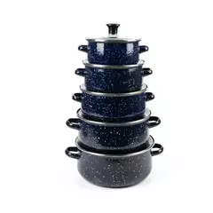 Conjunto de sopa de esmalte, caroço preto verde azul marrom, Europa e Estados Unidos, 2 orelhas, 5 conjuntos - Wolf Magazine