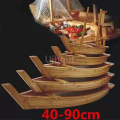 Artesanal De Madeira Japonesa Sushi Barcos, Bandeja De Marisco, Navio Sashimi, Assorted Cold Dish, Restaurante Ferramenta, Grande, 40cm a 90cm na internet