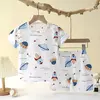 Conjunto de pijamas de duas peças infantil, Roupa interior para bebé, Secção fina, Roupa infantil, Rapazes, Meninas, Roupa para casa, Novo, Verão