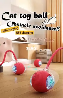 Bola de rolamento automática bola interativa brinquedos para gatos suprimentos para animais de estimação treinamento de cães elétrico gato teaser simulado rato recarregável - loja online