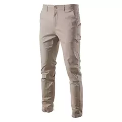 Imagem do AIOPESON Algodão casual Calças Masculinas Cor sólida Ajuste fino Calças Masculinas Nova Primavera Outono Alta qualidade Calças executivas clássicas masculinas